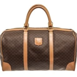 Deals ❤️ Celine Macadam Pattern Logo Embossed Big Boston Bag Brown - 👩 women 😍