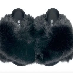 Coupon 🛒 Roam Mink Cloud Faux Fur Slippers in Black - 👩 women 🥰