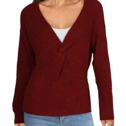 Promo ๐ Matty M ๐ฉ Womens Front Knot V-Neck Pullover Sweater ๐