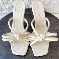 Best Pirce ๐ฅฐ Loeffler Randall Margi Leather Bow Heeled ๐ฉด Sandal in Optic White - ๐ฉ women ๐