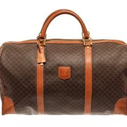 Budget π Celine Brown Macadam Pattern Logo Embossed Big Boston Bag - π© women β